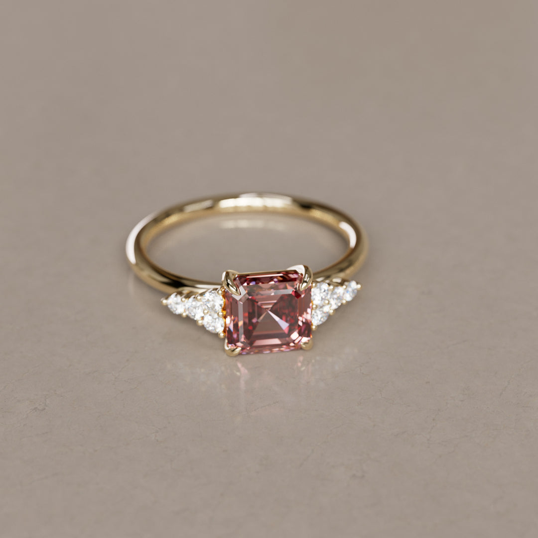 Bague de fiançailles unique moderne en diamant taillé Asscher Aster Lab