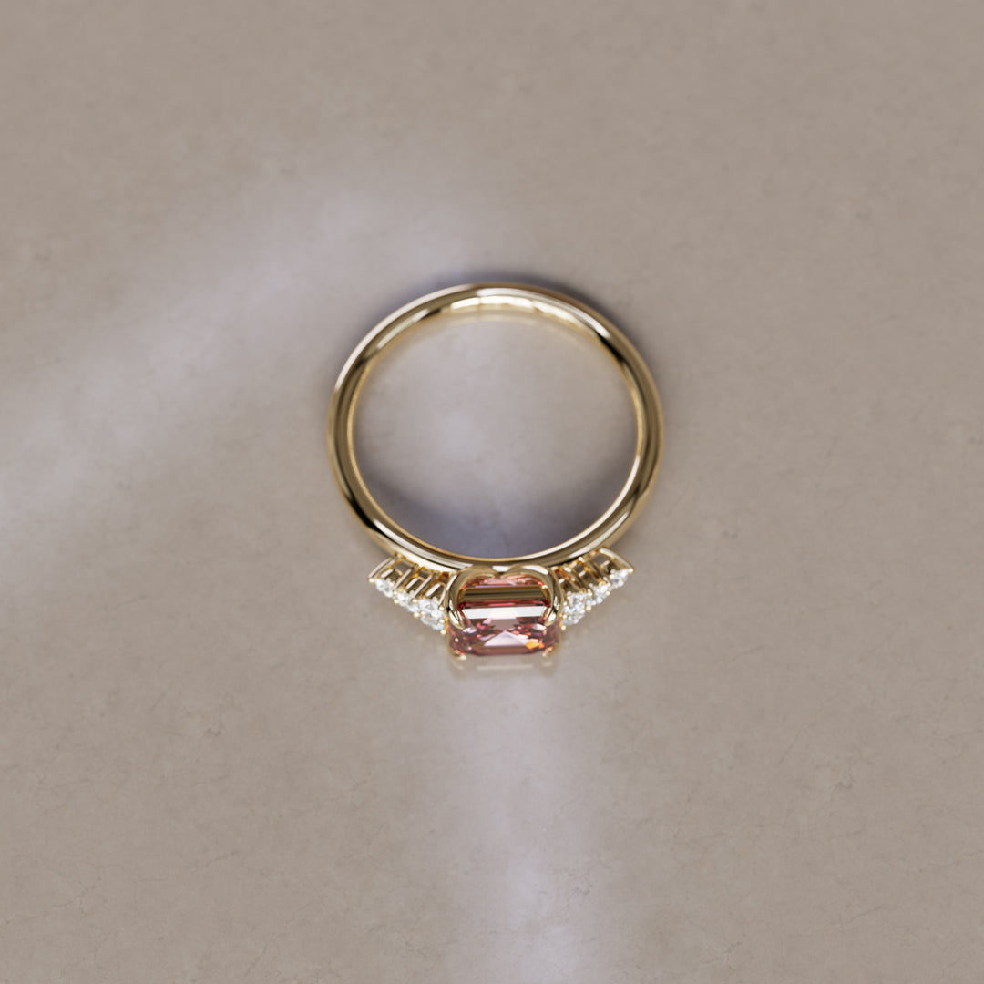 Bague de fiançailles unique moderne en diamant taillé Asscher Aster Lab