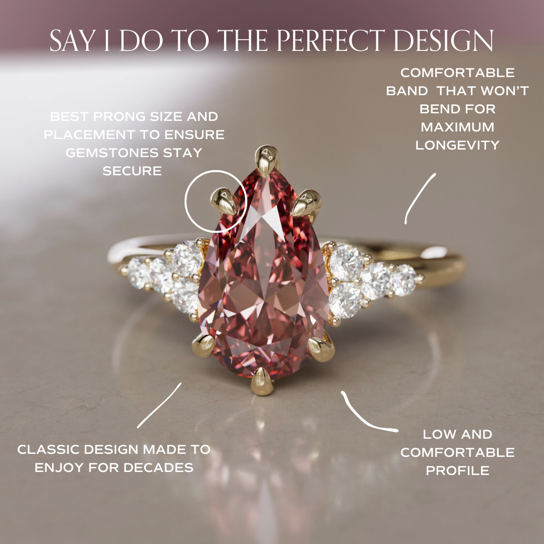 Juniper Pear Pink Lab Diamond Unique Modern Engagement Ring By Valley Rose