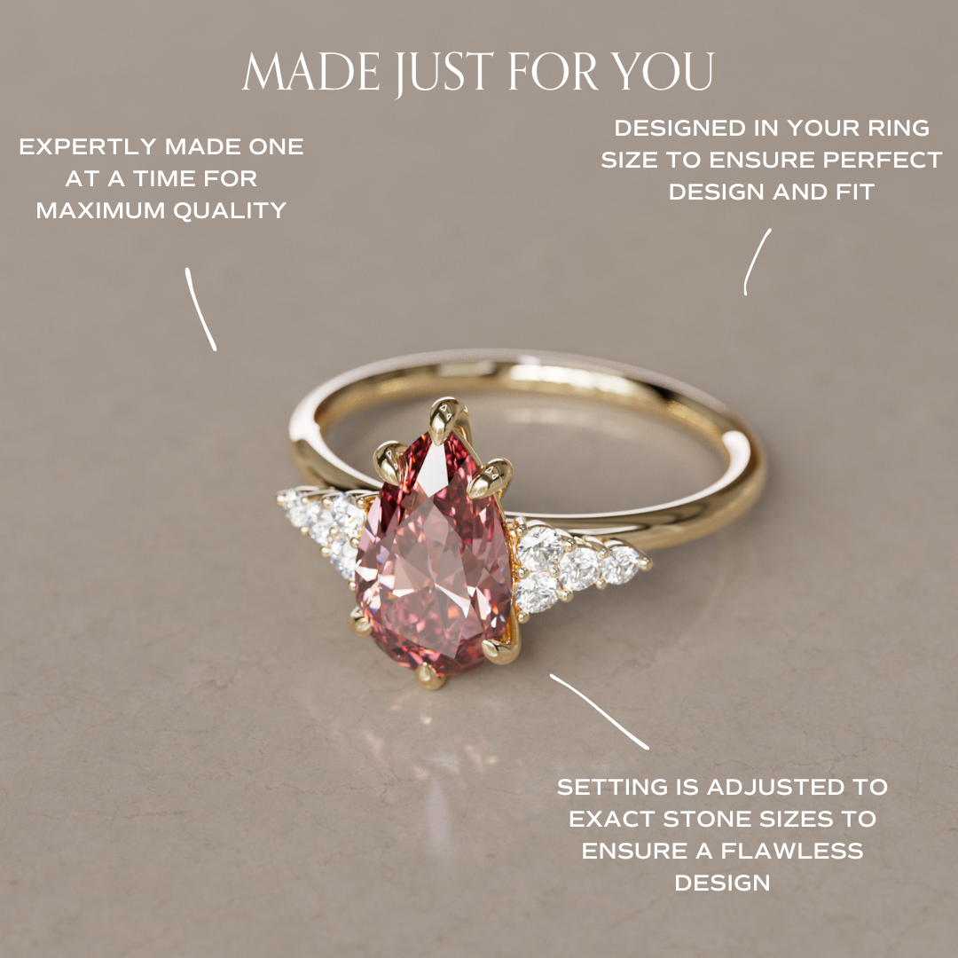 Juniper Pear Pink Lab Diamond Unique Modern Engagement Ring By Valley Rose