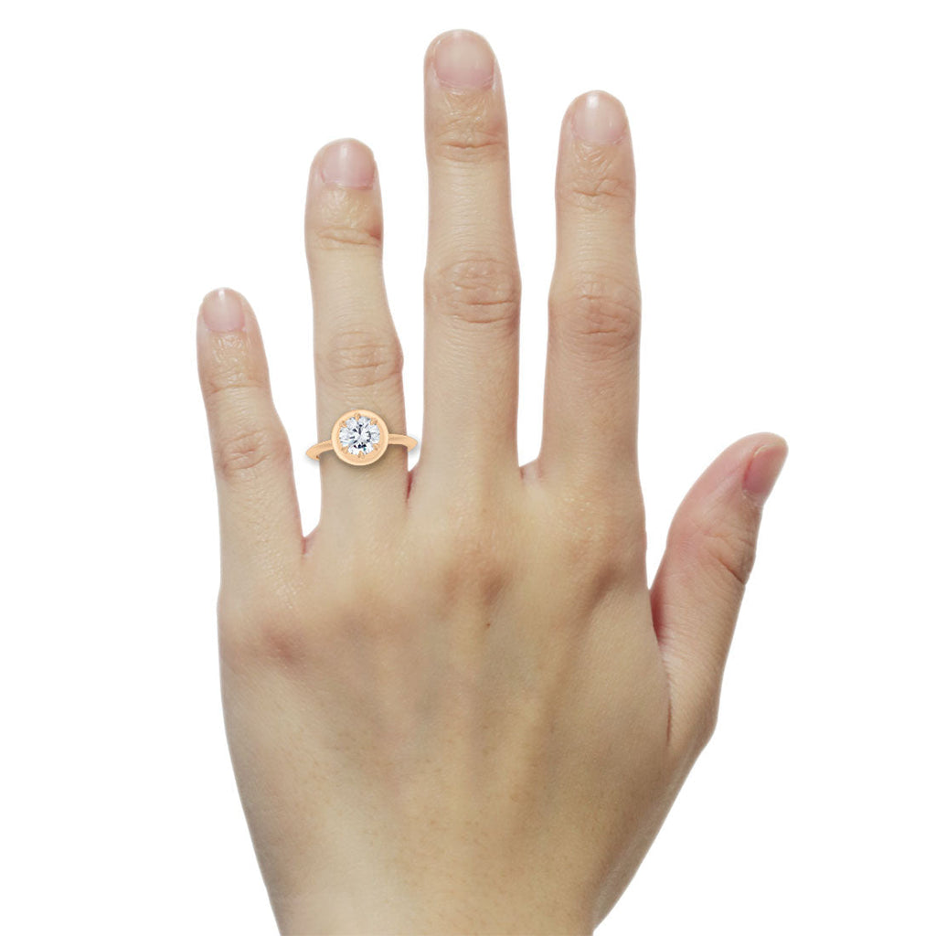 Knife Edge Round Lab Diamond Solitaire Alternative Engagement Ring By Valley Rose