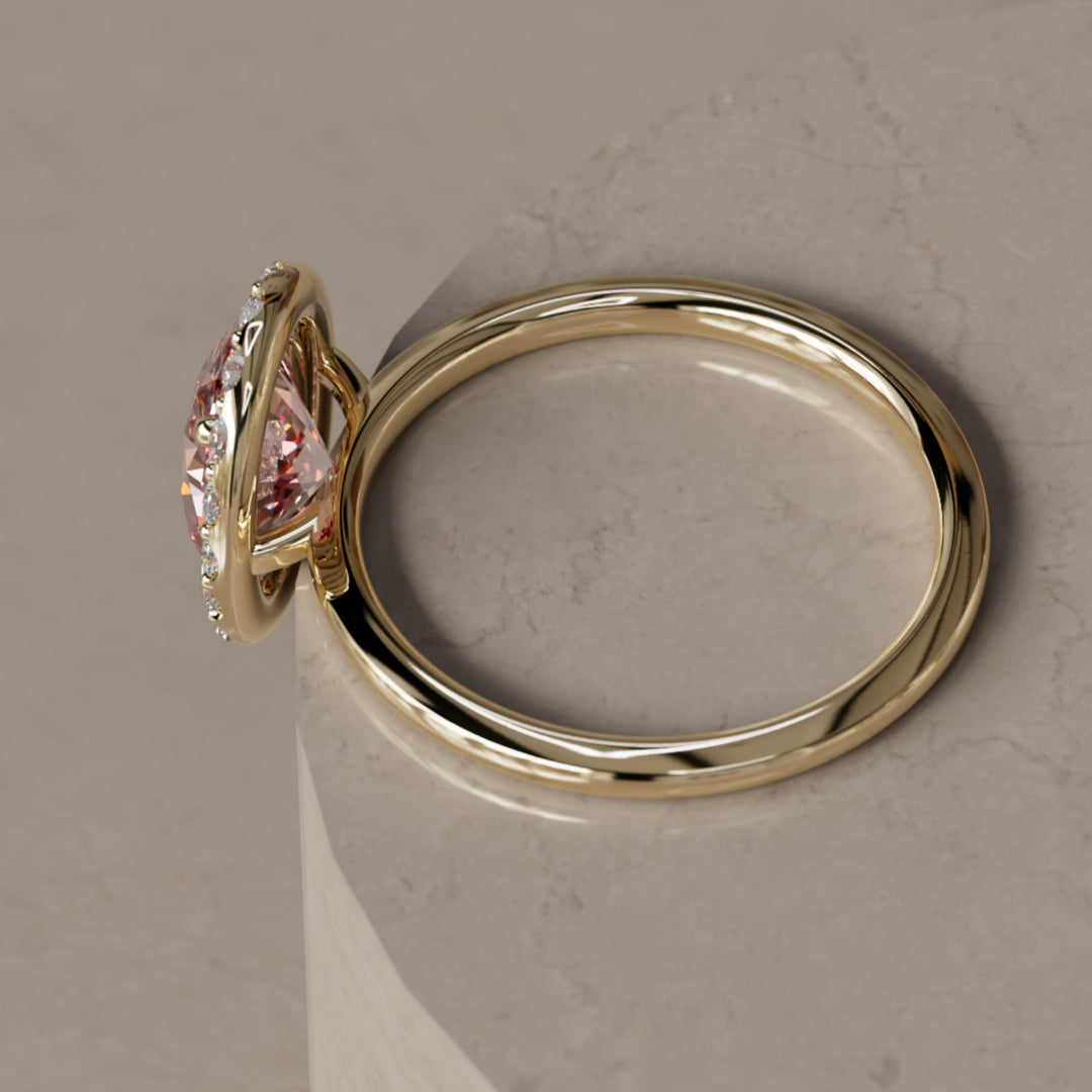 Kristina Oval Pink Diamond Unique Vintage Halo Engagement Ring (Setting Only)