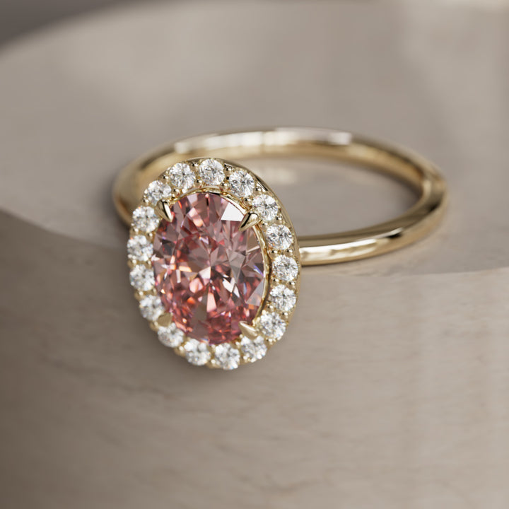 Kristina Oval Pink Diamond Unique Vintage Halo Engagement Ring (Setting Only)
