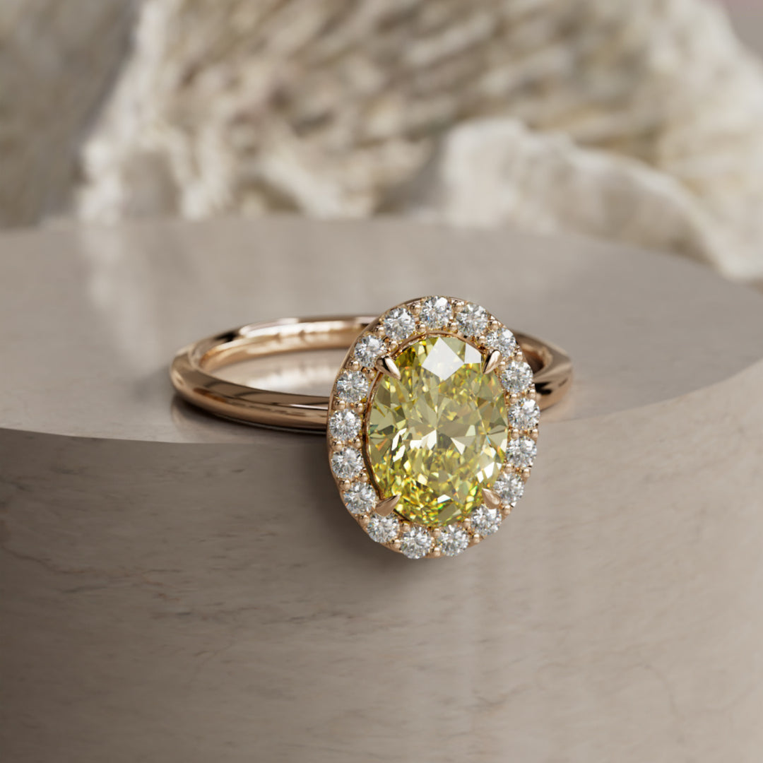 Kristina Ovaler Pink Diamant Einzigartiger Vintage Halo Verlobungsring (Nur Fassung)