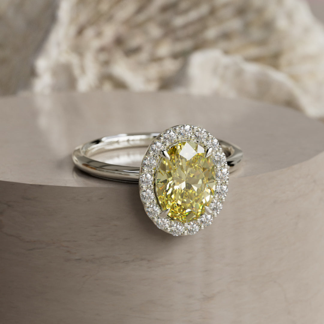 Kristina Ovaler Pink Diamant Einzigartiger Vintage Halo Verlobungsring (Nur Fassung)