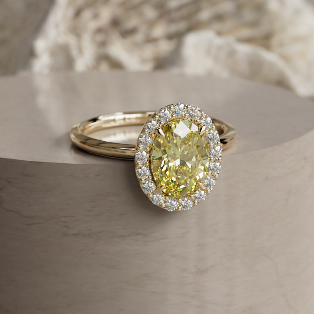 Kristina Ovaler Pink Diamant Einzigartiger Vintage Halo Verlobungsring (Nur Fassung)