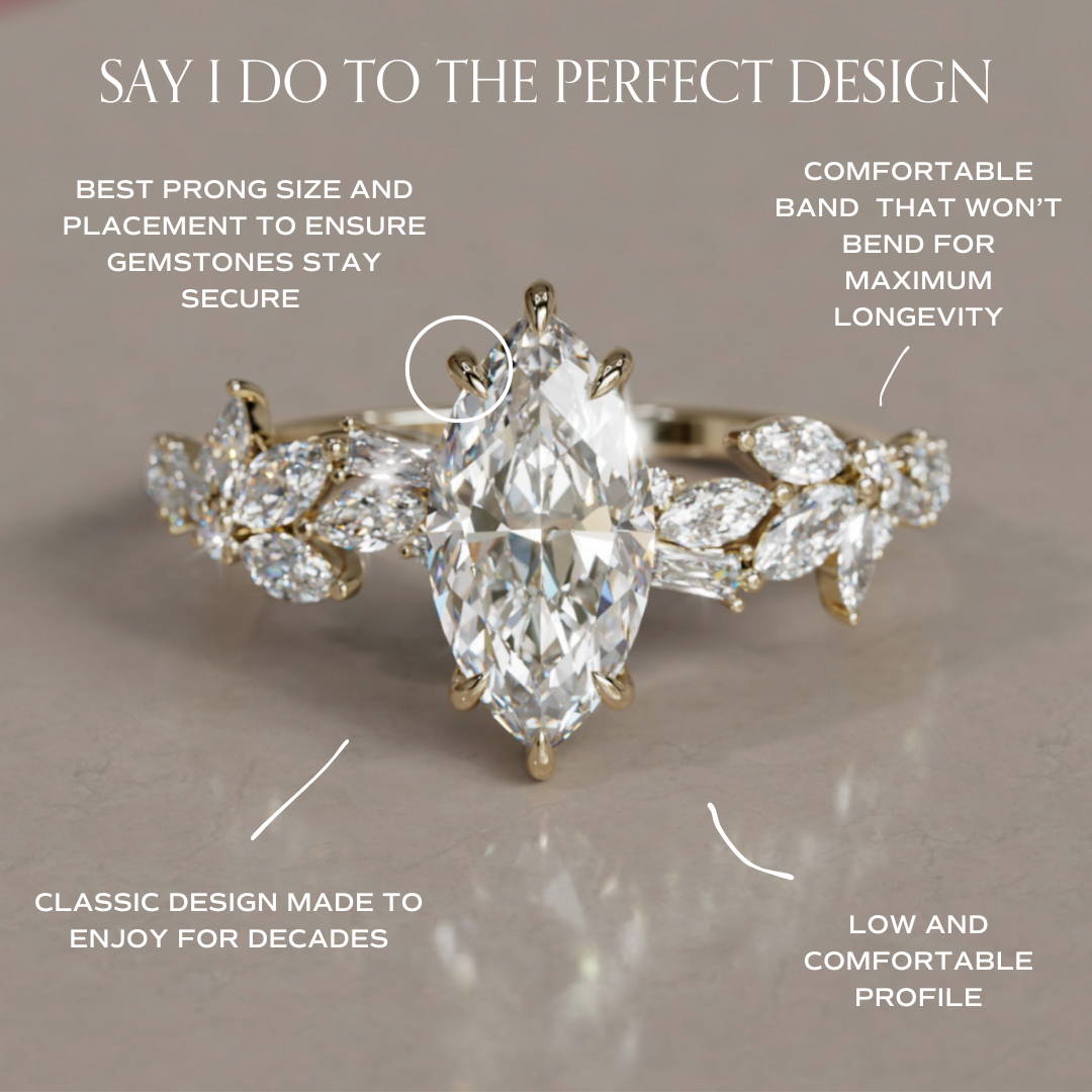 Laurel Marquise Lab Diamond Engagement Flower Ring Nature Inspired By Valley Rose