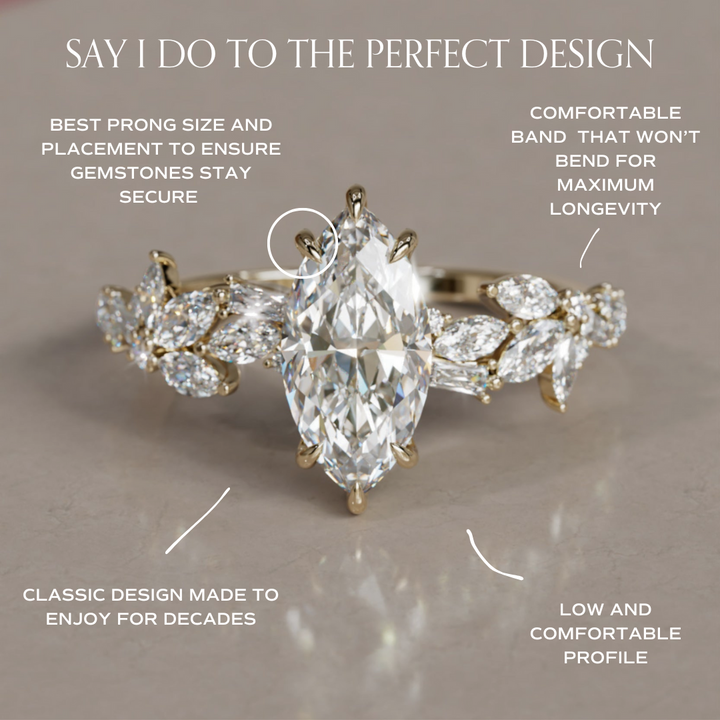 Laurel Marquise Lab Diamond Engagement Flower Ring Nature Inspired By Valley Rose