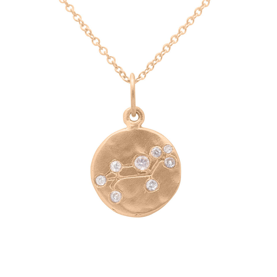 Leo Zodiac Astrology Charm - Diamond Gold Constellation Pendant Lab Diamond By Valley Rose Ethical Jewelry