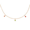 Leo Zodiac Gold Fringe Necklace with Peridot, Sunstone & Garnet 16" Chain By Valley Rose Ethical Jewelry