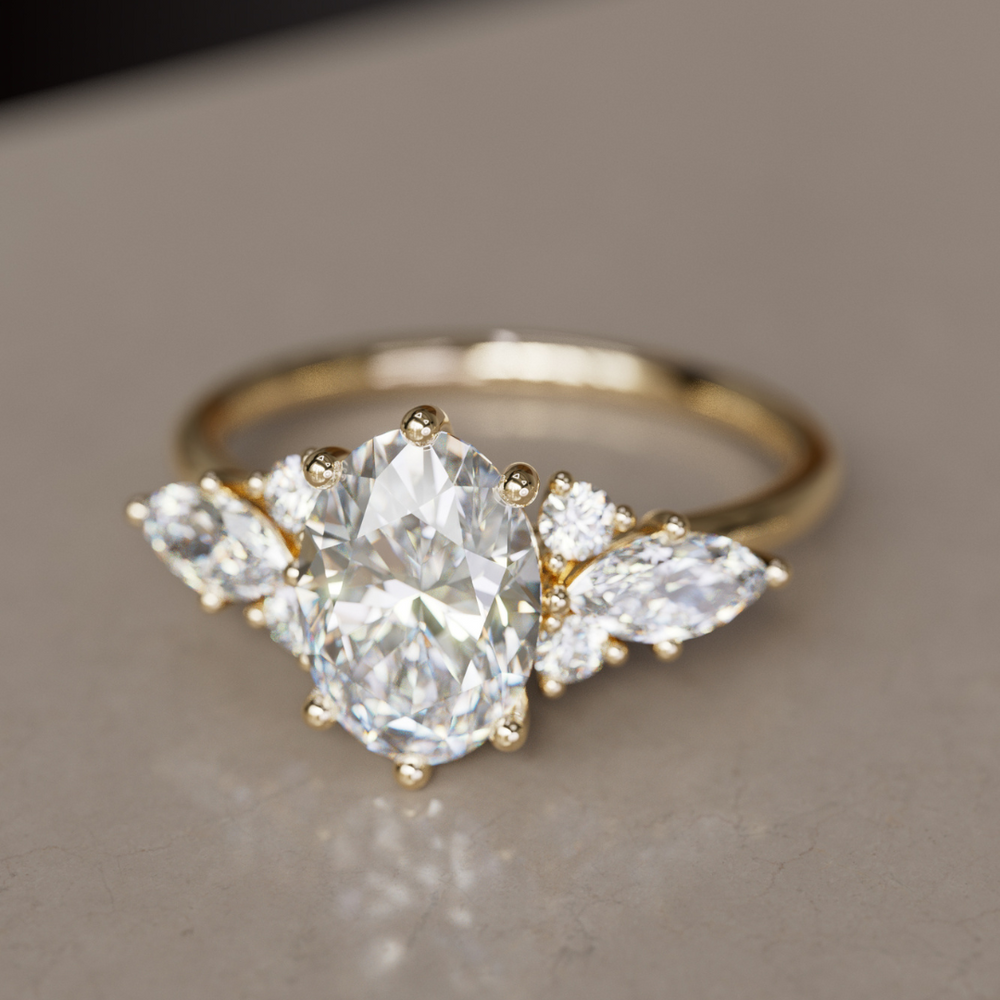 Leonora Oval Lab Diamond Unique Vintage Engagement Ring By Valley Rose
