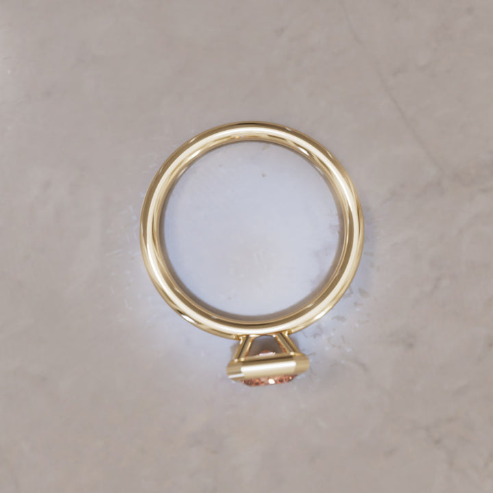 Lexie Emerald Cut Champagne Diamond Modern Unique Bezel Engagement Ring By Valley Rose