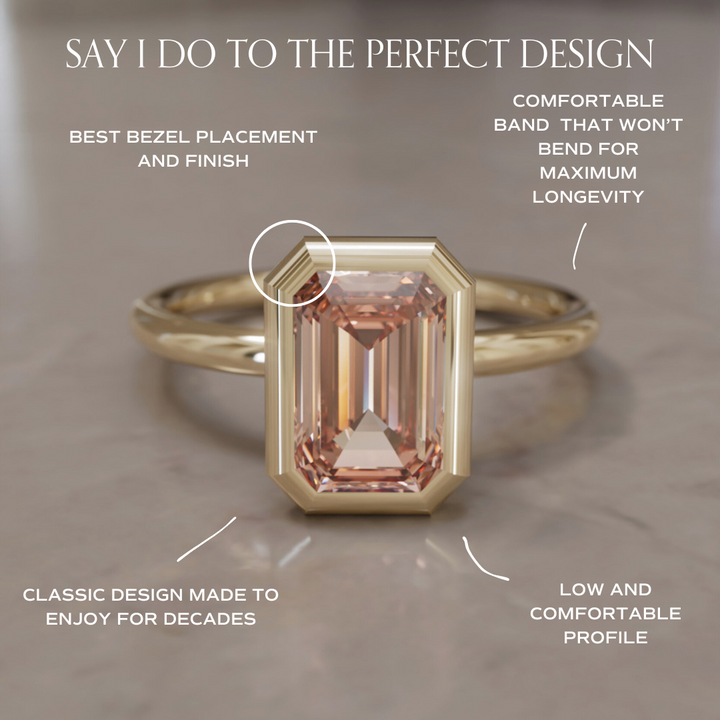 Lexie Emerald Cut Champagne Diamond Modern Unique Bezel Engagement Ring By Valley Rose