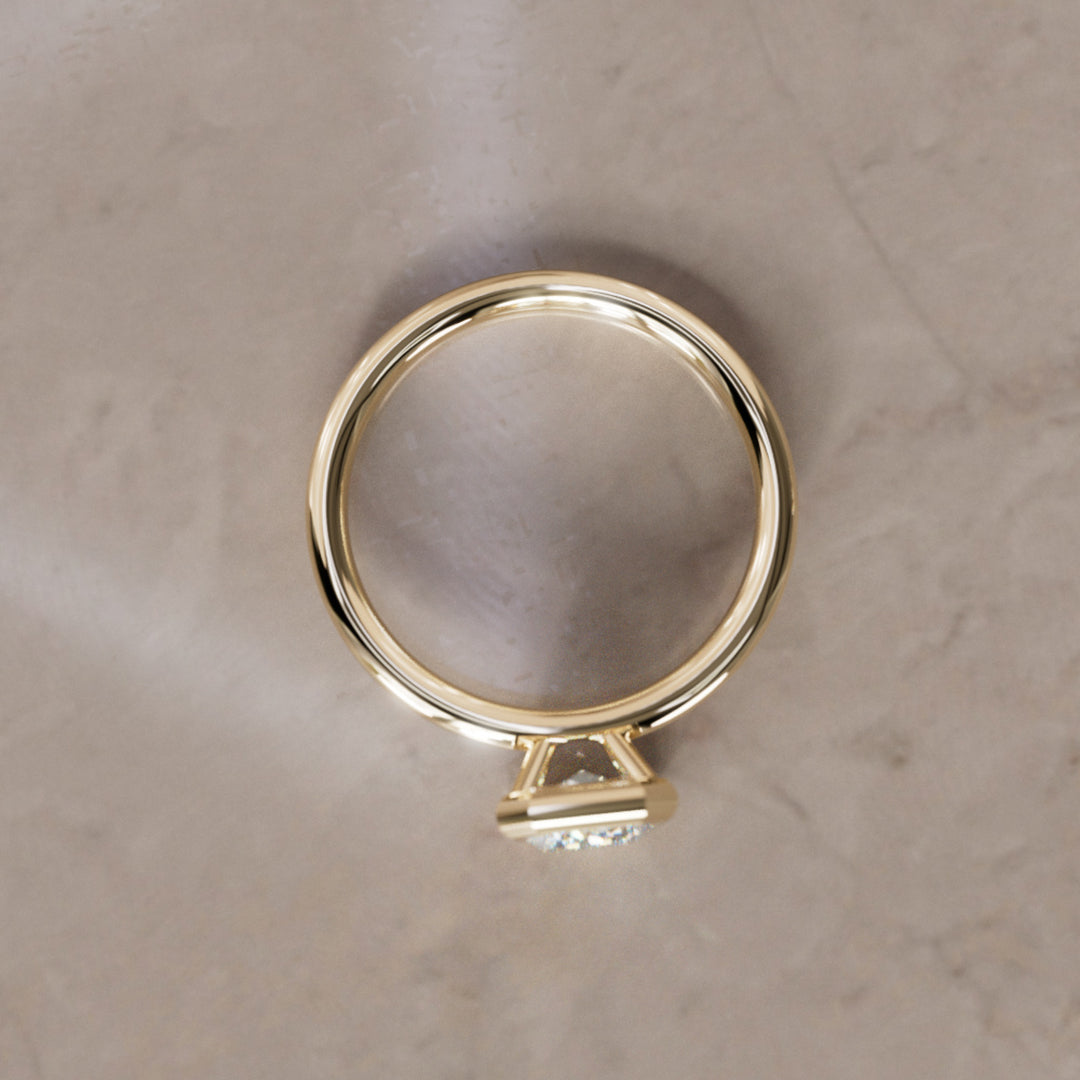Unique Bezel Solitaire Engagement Ring, Emerald Cut Lab Created Diamond By Valley Rose