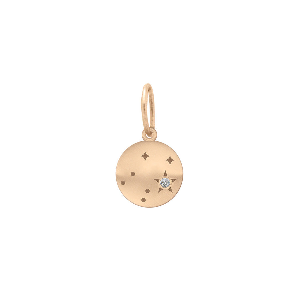 Libra Zodiac Astrology Charm - Diamond Gold Constellation Coin Pendant Lab Diamond By Valley Rose Ethical Jewelry