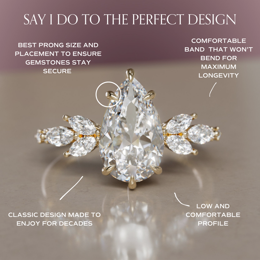 Lily Pear Diamond Engagement Flower Ring Nature Inspired By Valley Rose