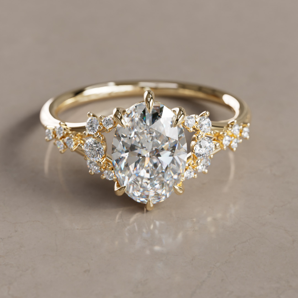 Unique Nature Oval Lab Created Diamond Engagement Ring By Valley Rose