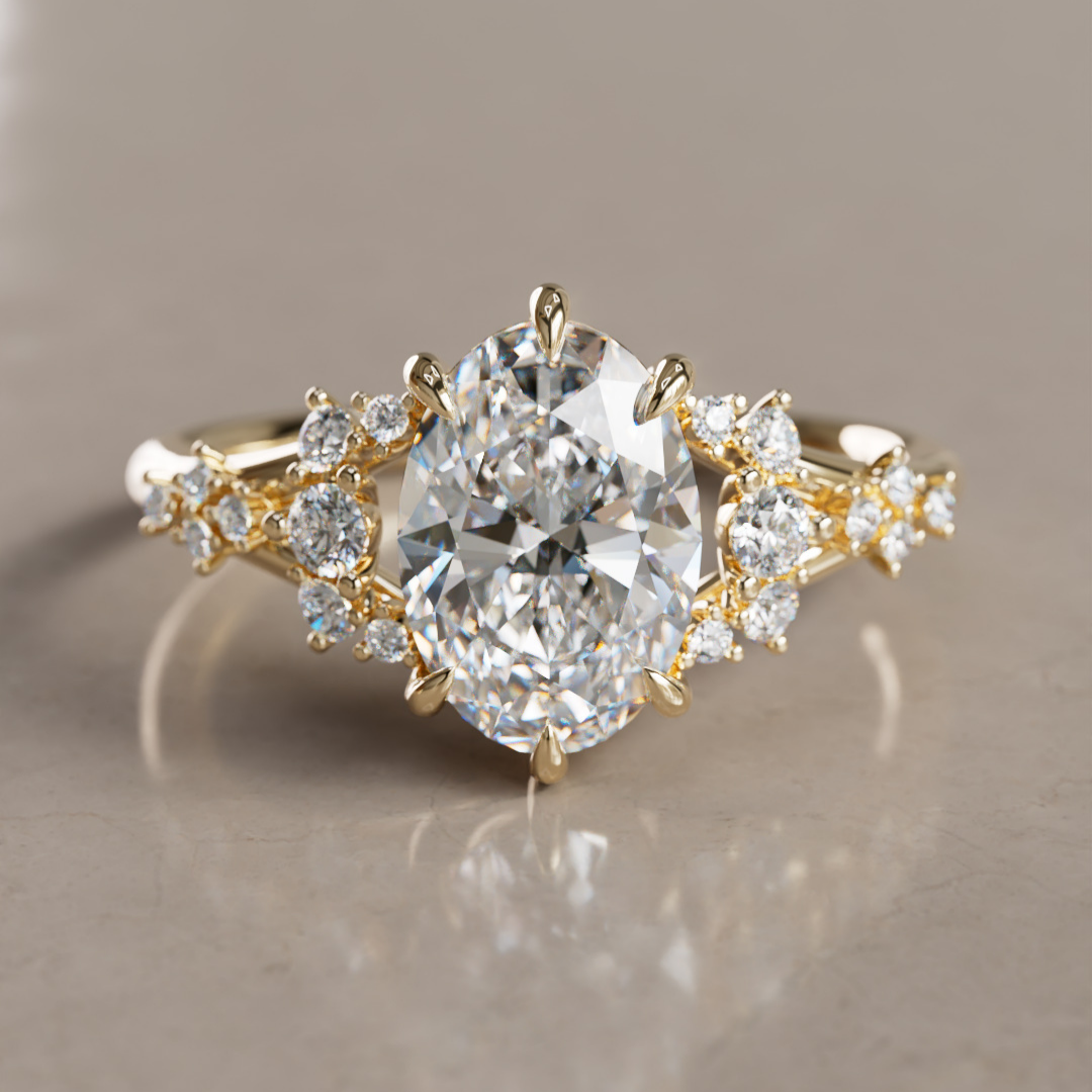 Unique Nature Oval Lab Created Diamond Engagement Ring By Valley Rose