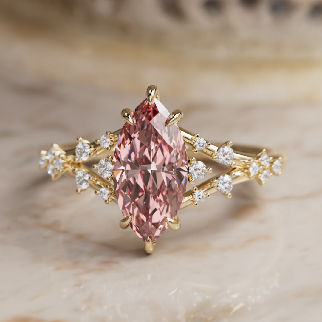 Luminara Marquise Pink Diamond Alternative Engagement Ring By Valley Rose