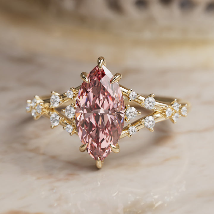 Luminara Marquise Pink Diamond Alternative Engagement Ring By Valley Rose