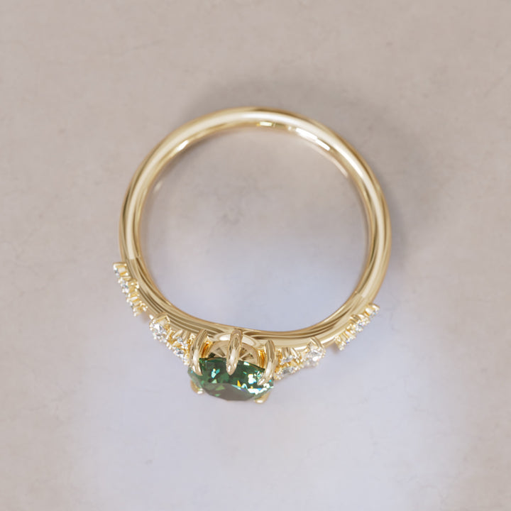 Lysandra Pear Green Sapphire Alternative Engagement Ring