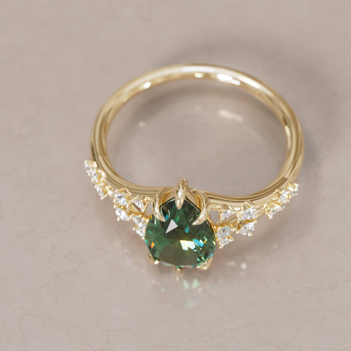 Lysandra Pear Green Sapphire Alternative Engagement Ring