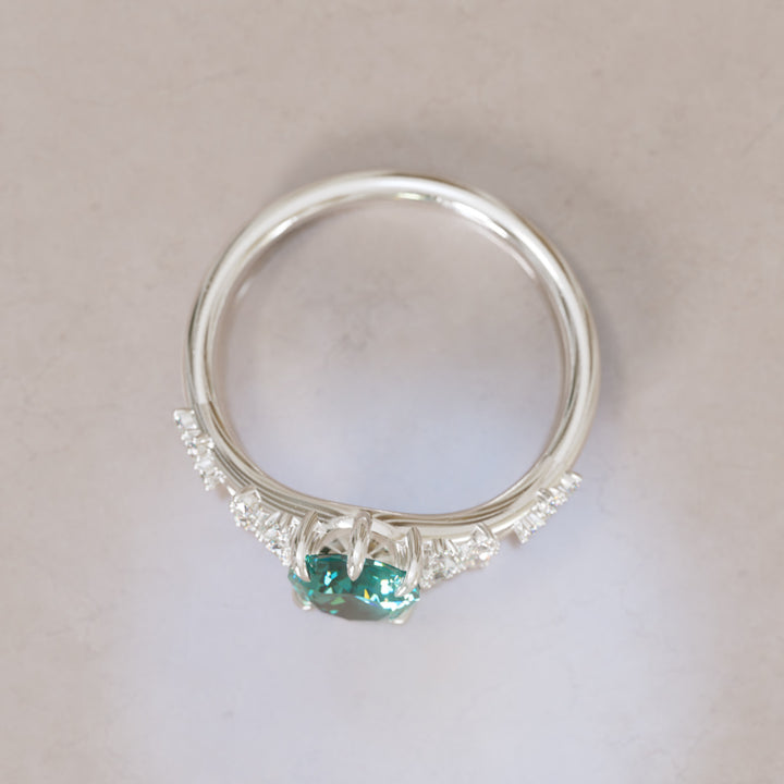 Lysandra Pear Teal Sapphire Alternative Engagement Ring