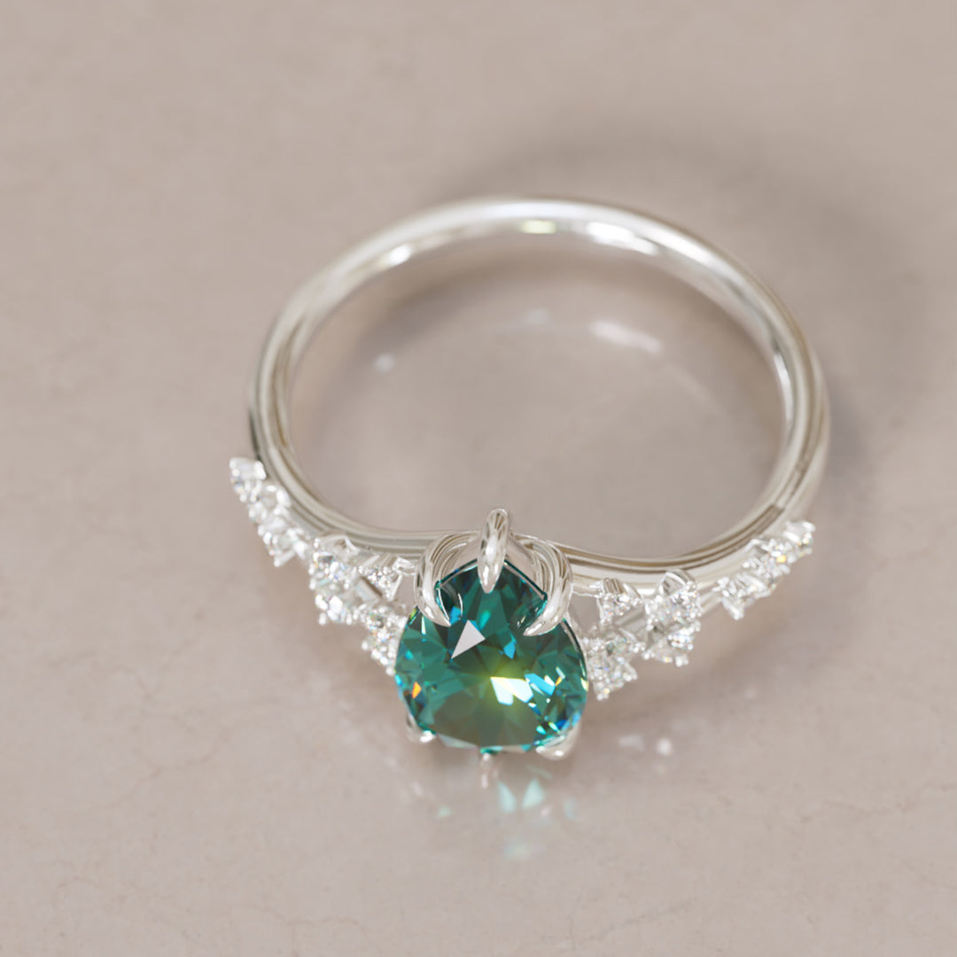Lysandra Pear Teal Sapphire Alternative Engagement Ring