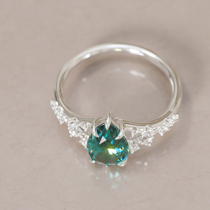 Lysandra Pear Teal Sapphire Alternative Engagement Ring