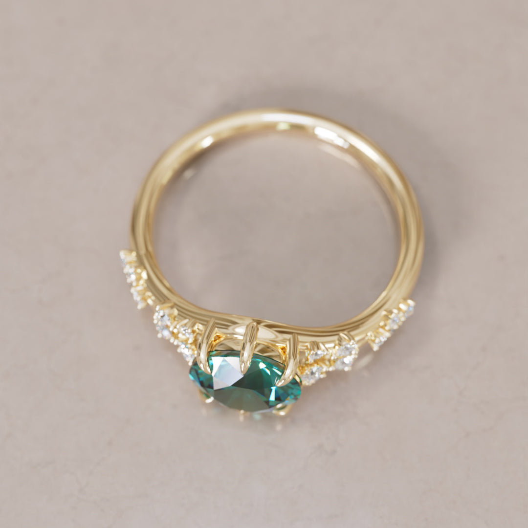 Callista Round Teal Sapphire Alternative Engagement Ring
