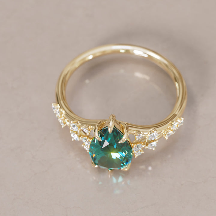 Lysandra Pear Teal Sapphire Alternative Engagement Ring