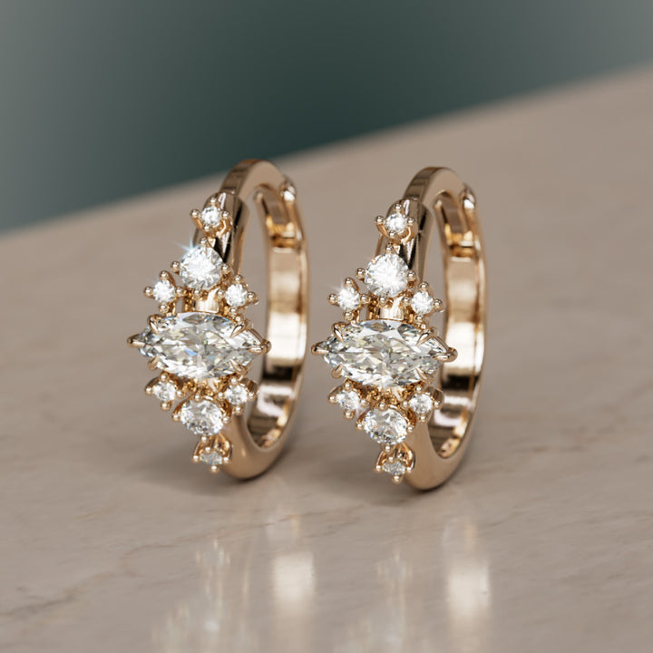 Lura Marquise Lab Diamond Clicker Hoops Unique Earrings