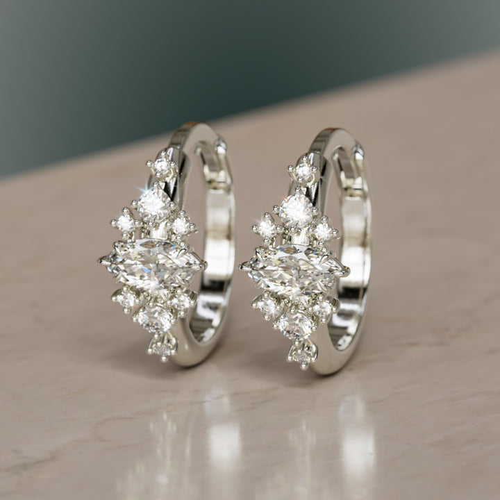 Lura Marquise Lab Diamond Clicker Hoops Unique Earrings
