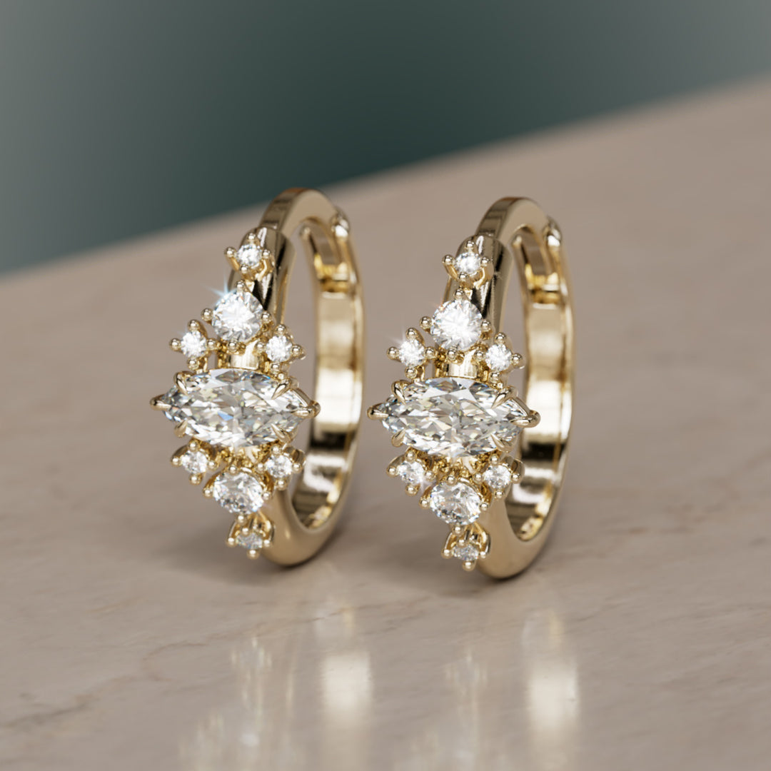 Lura Marquise Lab Diamond Clicker Hoops Unique Earrings