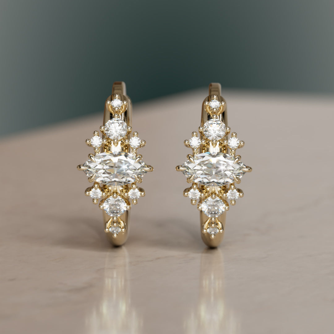 Lura Marquise Lab Diamond Clicker Hoops Unique Earrings