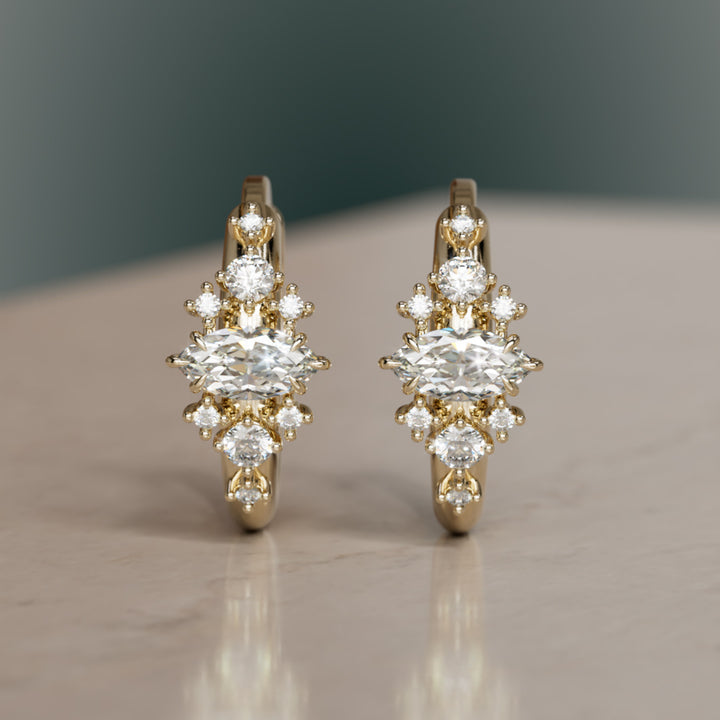 Lura Marquise Lab Diamond Clicker Hoops Unique Earrings
