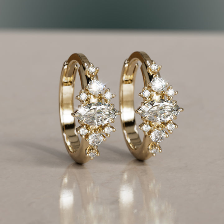 Lura Marquise Lab Diamond Clicker Hoops Unique Earrings