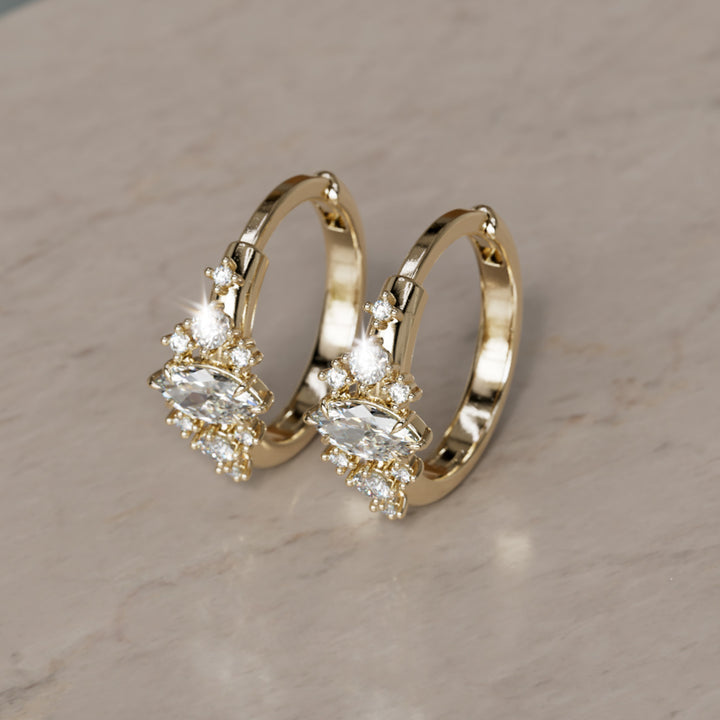 Lura Marquise Lab Diamond Clicker Hoops Unique Earrings