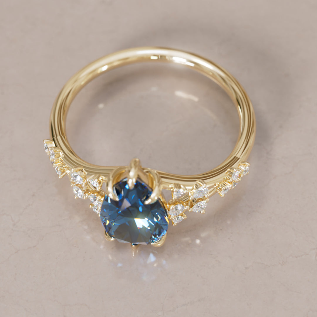 Lysandra Pear Blue Sapphire Alternative Engagement Ring By Valley Rose