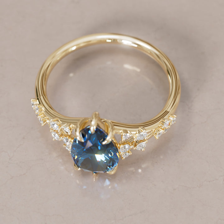 Lysandra Pear Blue Sapphire Alternative Engagement Ring By Valley Rose