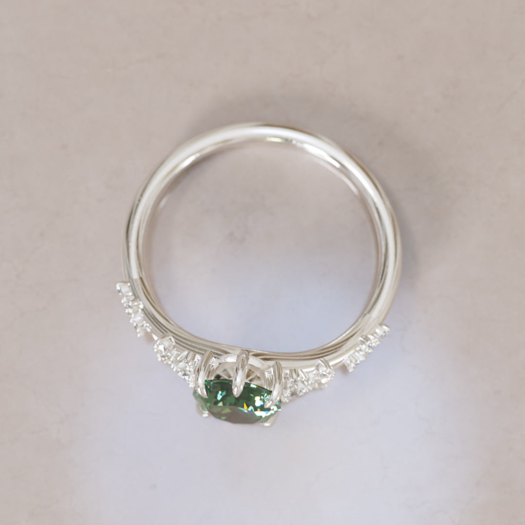 Lysandra Pear Green Sapphire Alternative Engagement Ring By Valley Rose