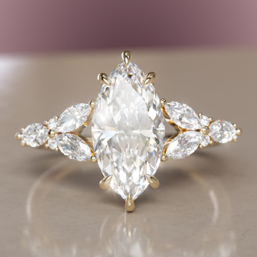 Magnolia Marquise Diamond Engagement Flower Ring Nature Inspired By Valley Rose