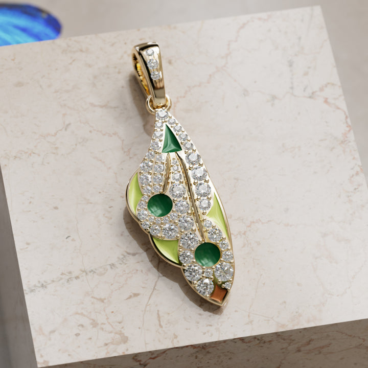 Mariposa Pendant Unique Nature Butterfly Lab Diamond Necklace in Lime & Emerald By Valley Rose