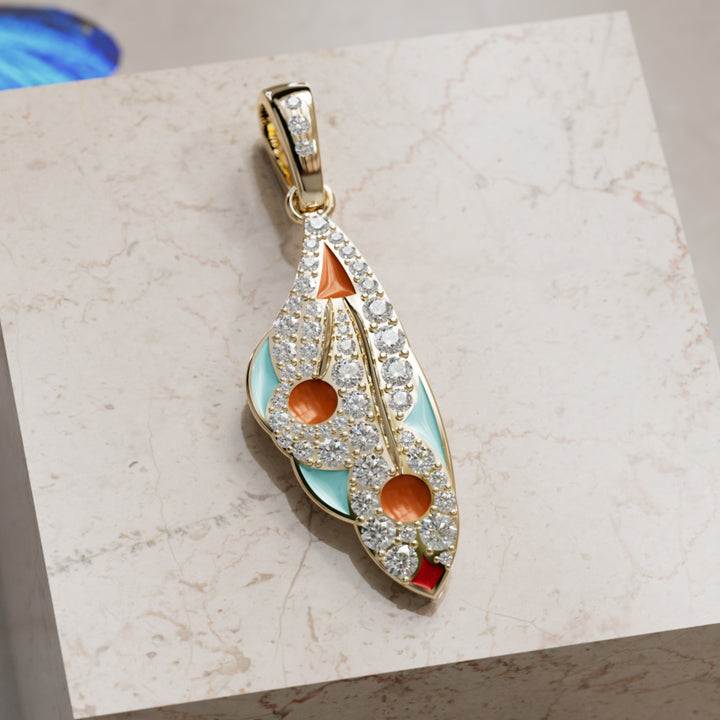 Mariposa Pendant Unique Nature Butterfly Lab Diamond Necklace in Pumpkin & Robin's Egg By Valley Rose