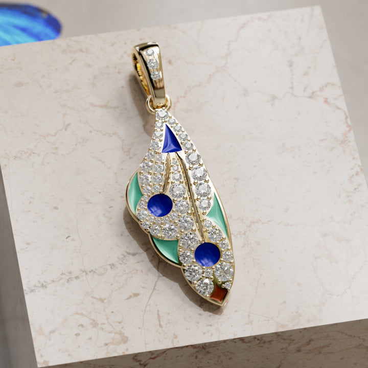 Pandantiv Mariposa Unic Natură Fluture Colier cu Diamant de Laborator în Albastru Morpho