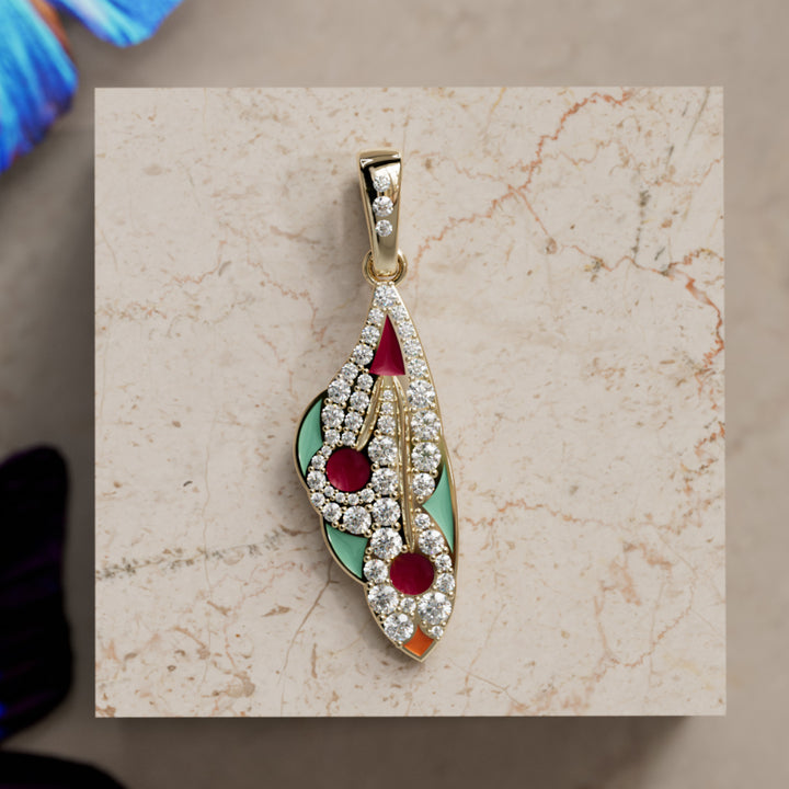 Mariposa hengiskraut einstakt náttúru fiðrildi rannsóknar demants hálsmen í Merlot og Malakít