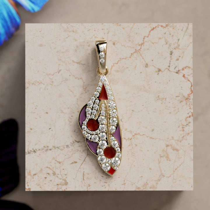 Mariposa Pendant Unique Nature Butterfly Lab Diamond Necklace in Rhubarb By Valley Rose