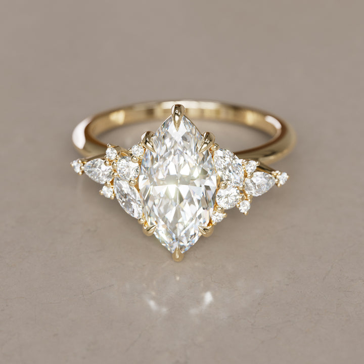 Marquise Cut Diamond Unique Engagement Ring Nature Flower Inspired By Valley Rose
