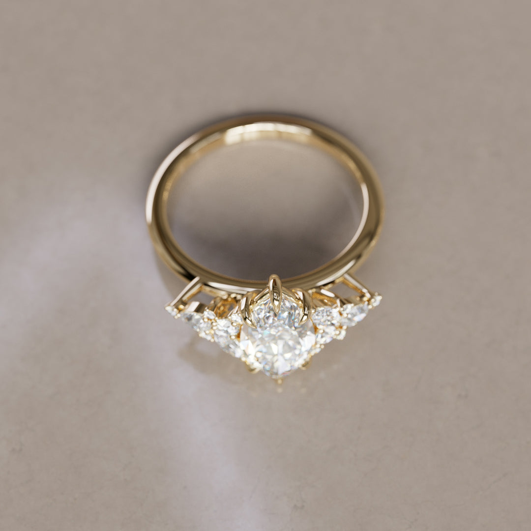 Marquise Cut Diamond Unique Engagement Ring Nature Flower Inspired By Valley Rose