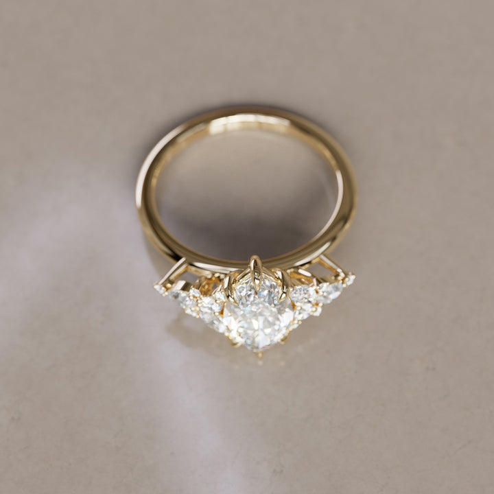 Marquise Cut Diamond Unique Engagement Ring Nature Flower Inspired By Valley Rose
